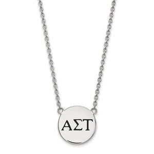 Sterling Silver Alpha Sigma Tau Large Enamel Greek Letters Necklace